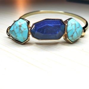 Turquoise silver with blue stone bangle bracelet